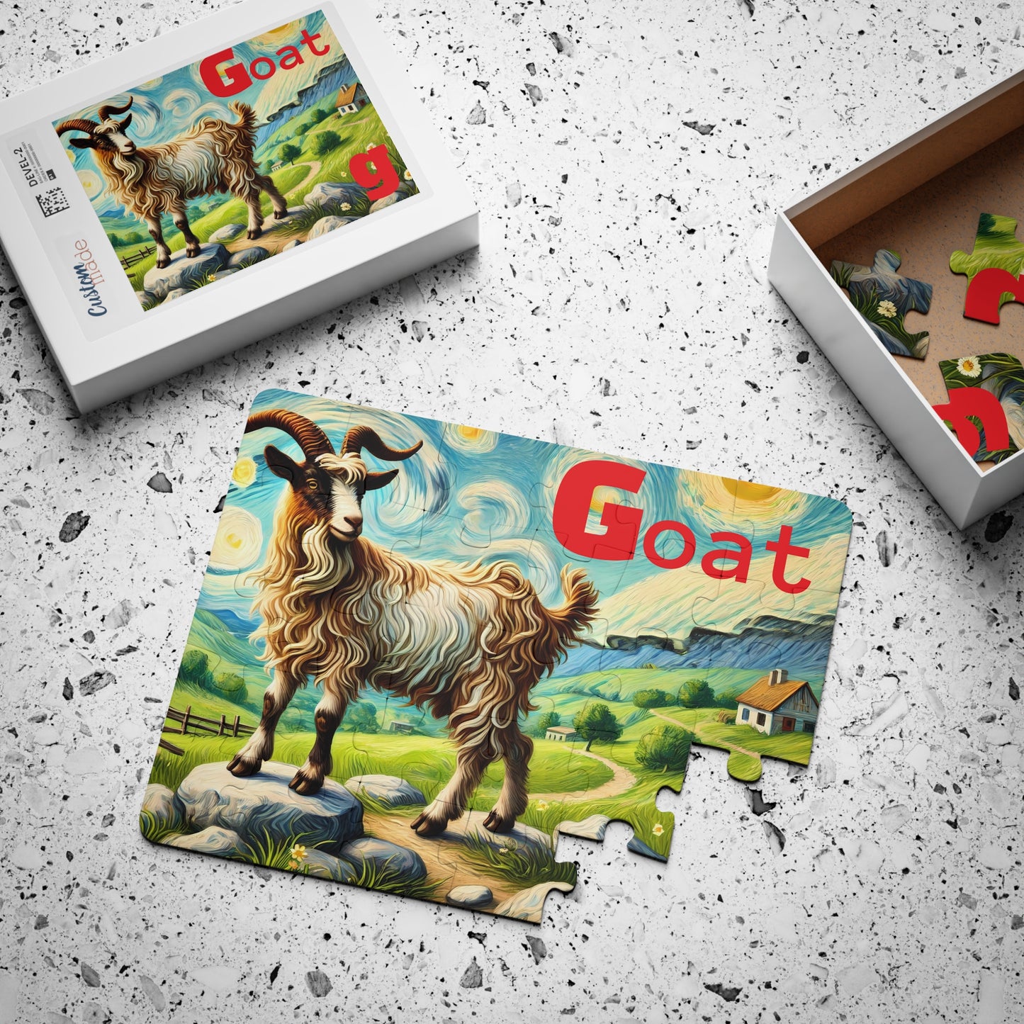 30-Piece Kids’ Puzzle – Goat Design with Letter G Learning