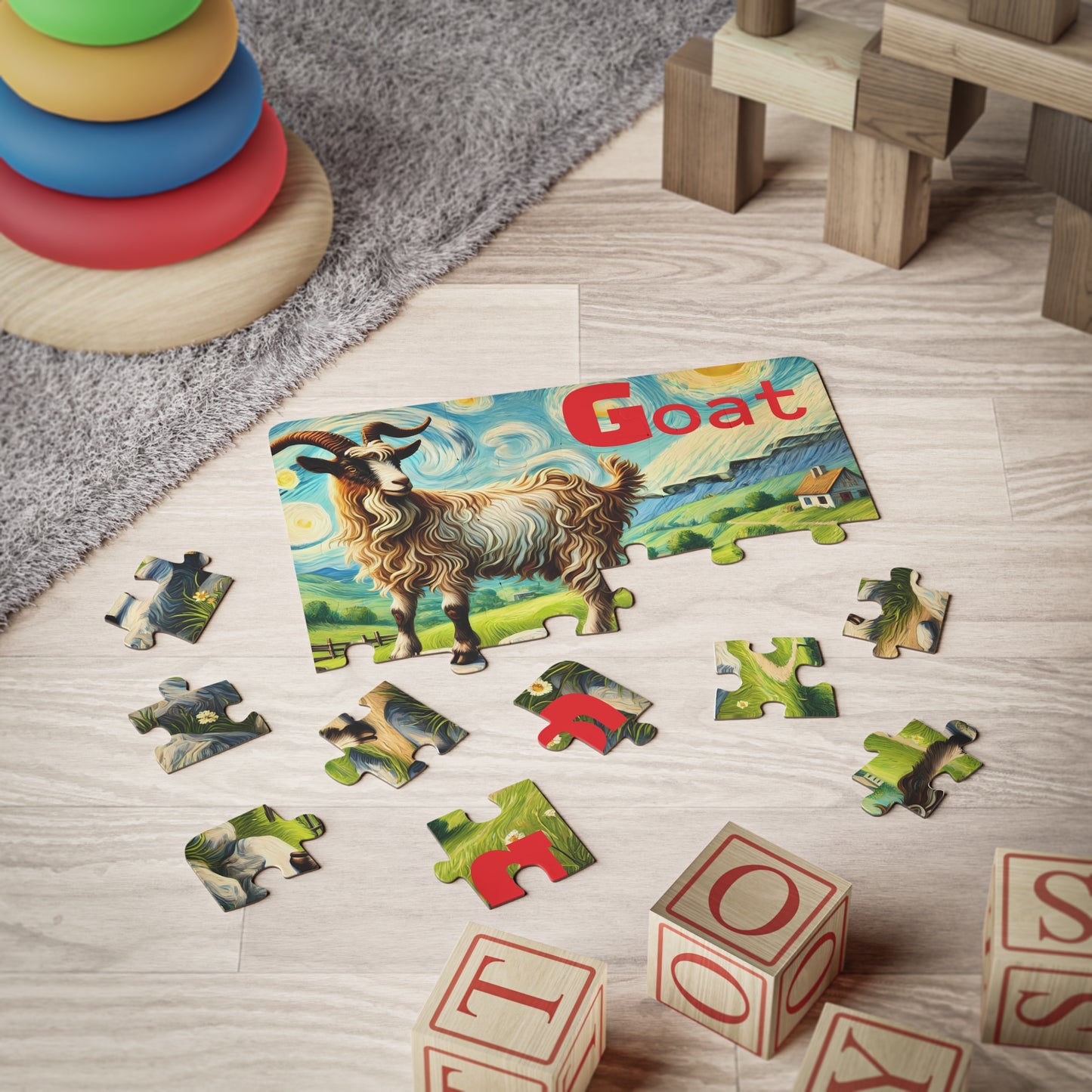 30-Piece Kids’ Puzzle – Goat Design with Letter G Learning