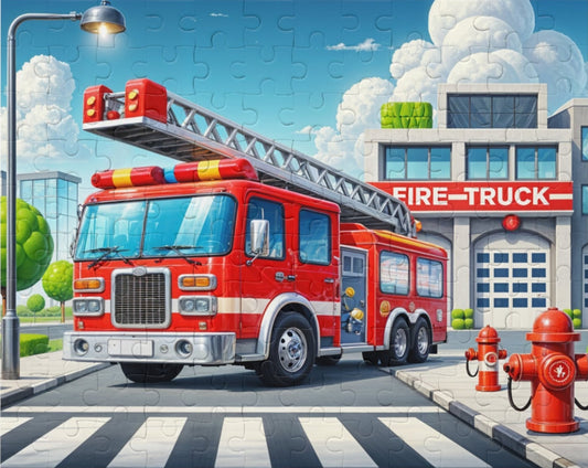 Fire Truck Puzzle - 120-Piece Jigsaw for Kids and Adults